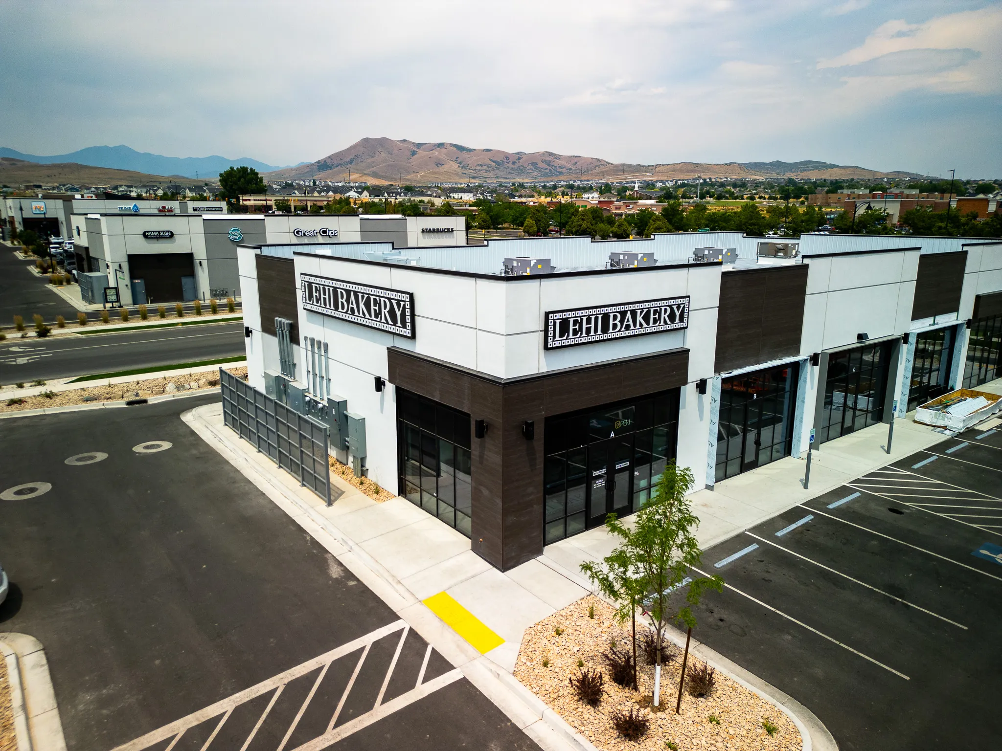 Aerial drone view of a Utah commercial property