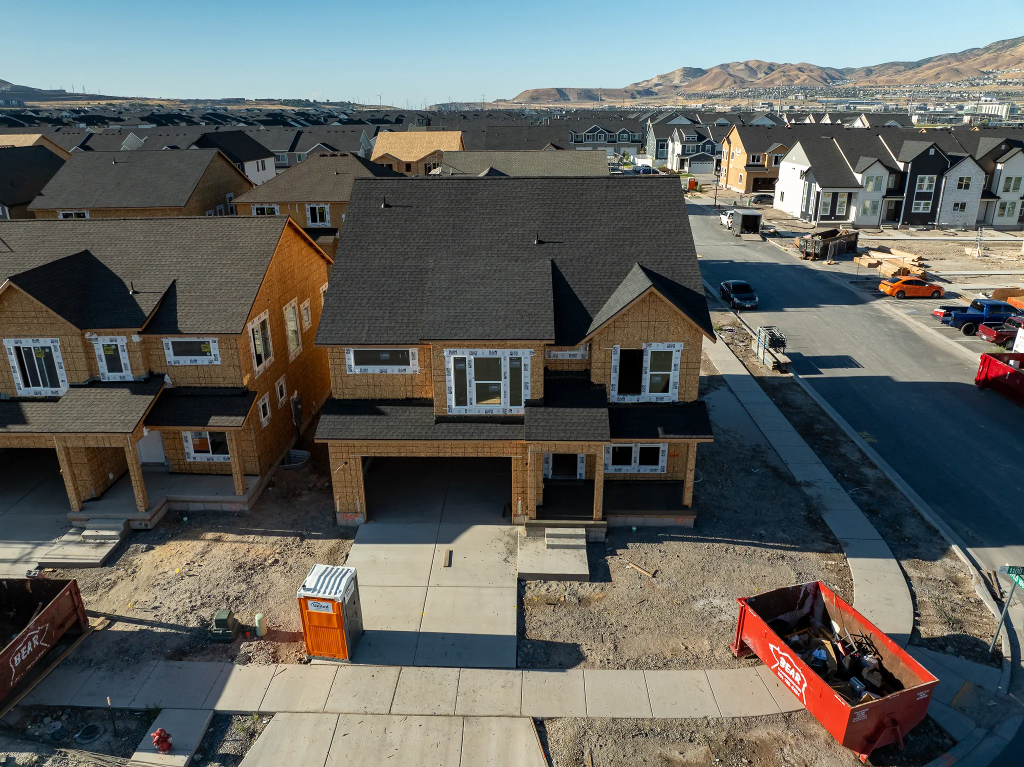 Aerial drone progress photo of a Utah construction site