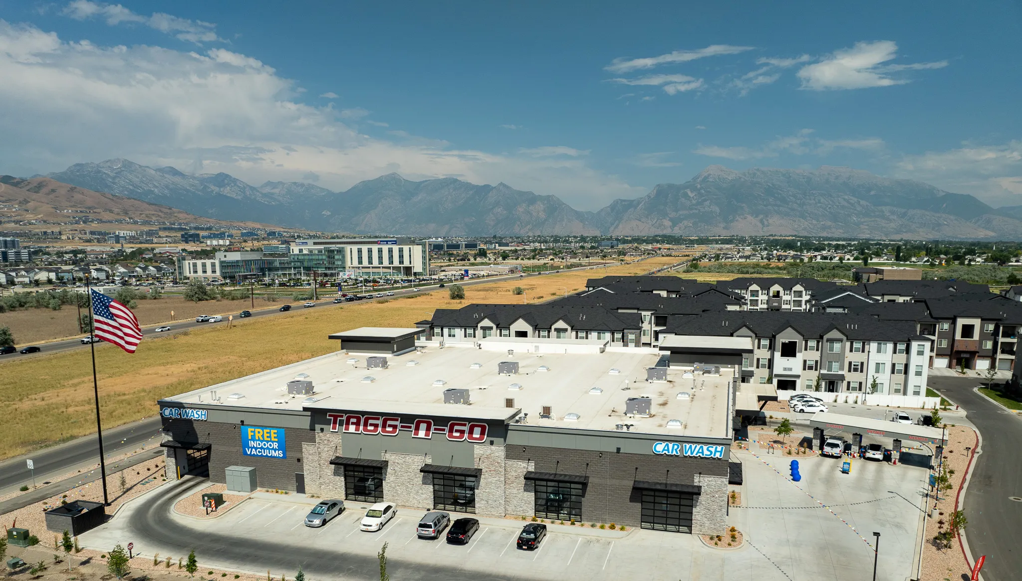 Aerial drone marketing shot of a Utah business